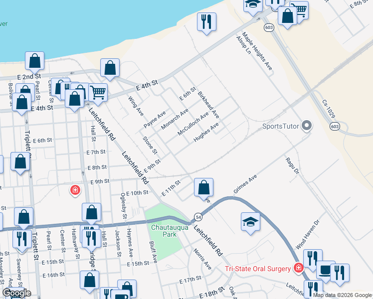 map of restaurants, bars, coffee shops, grocery stores, and more near 1730 Hughes Avenue in Owensboro