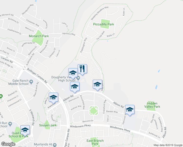 map of restaurants, bars, coffee shops, grocery stores, and more near 5212 Fioli Loop in San Ramon