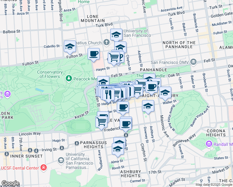 map of restaurants, bars, coffee shops, grocery stores, and more near in San Francisco