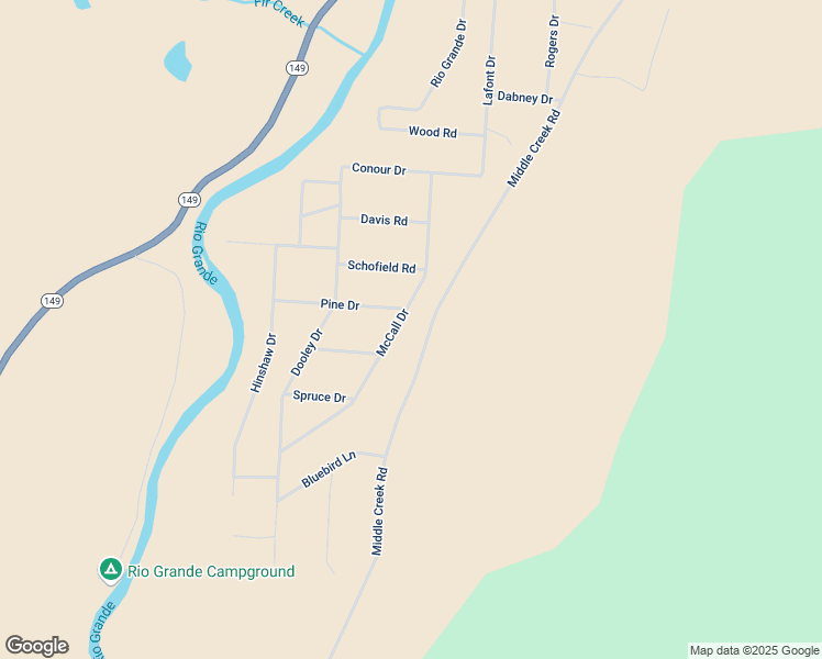 map of restaurants, bars, coffee shops, grocery stores, and more near Middle Creek Road in Creede