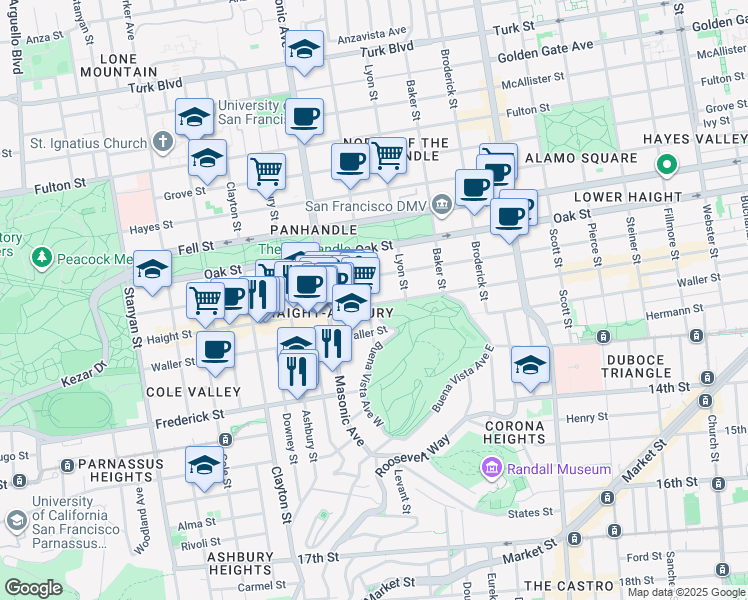 map of restaurants, bars, coffee shops, grocery stores, and more near in San Francisco