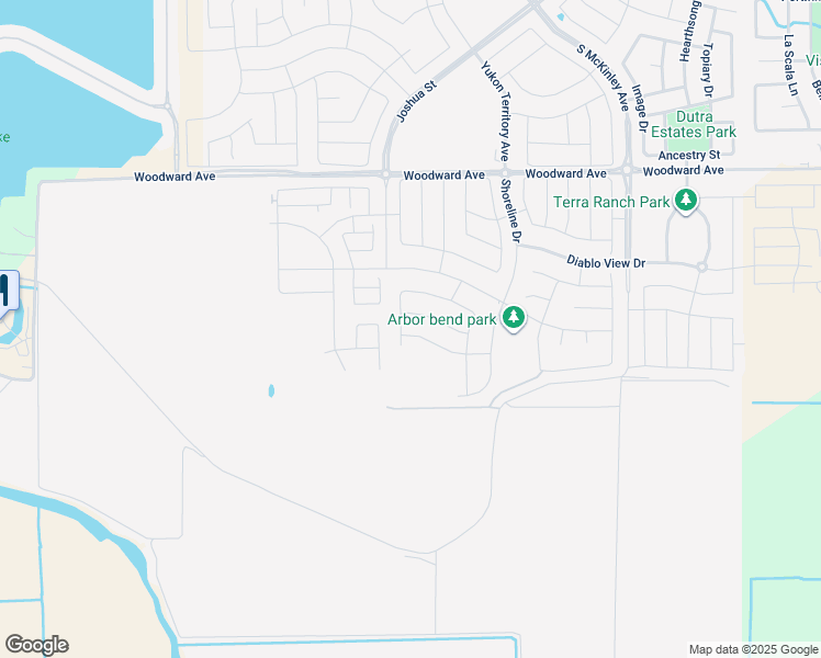 map of restaurants, bars, coffee shops, grocery stores, and more near 3193 Volanti Drive in Manteca