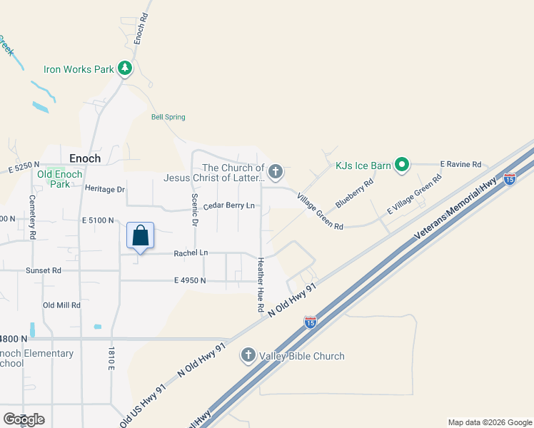 map of restaurants, bars, coffee shops, grocery stores, and more near Sunset Place in Enoch