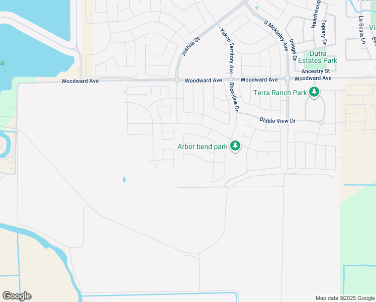 map of restaurants, bars, coffee shops, grocery stores, and more near 3193 Volanti Drive in Manteca