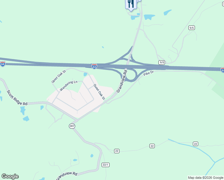 map of restaurants, bars, coffee shops, grocery stores, and more near 2265 Grandview Road in Beaver