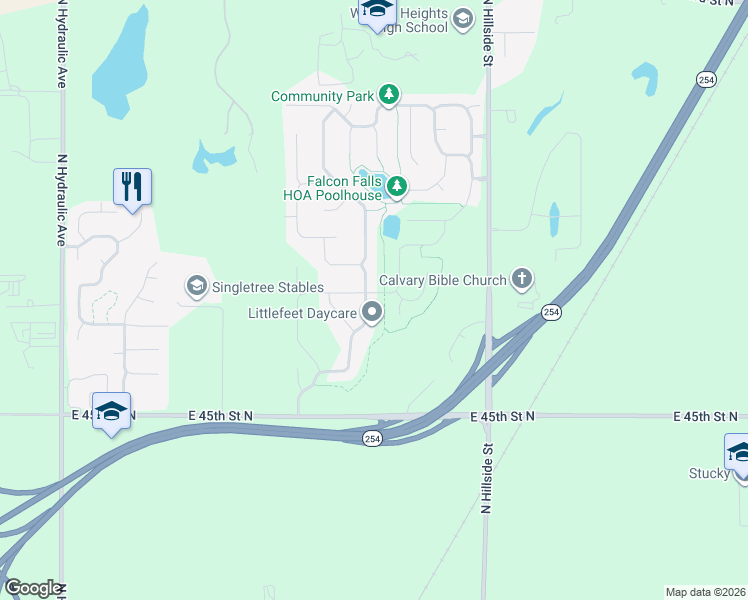 map of restaurants, bars, coffee shops, grocery stores, and more near 4806 North Marblefalls Street in Wichita