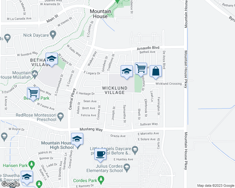 map of restaurants, bars, coffee shops, grocery stores, and more near 290 East Heritage Drive in Tracy