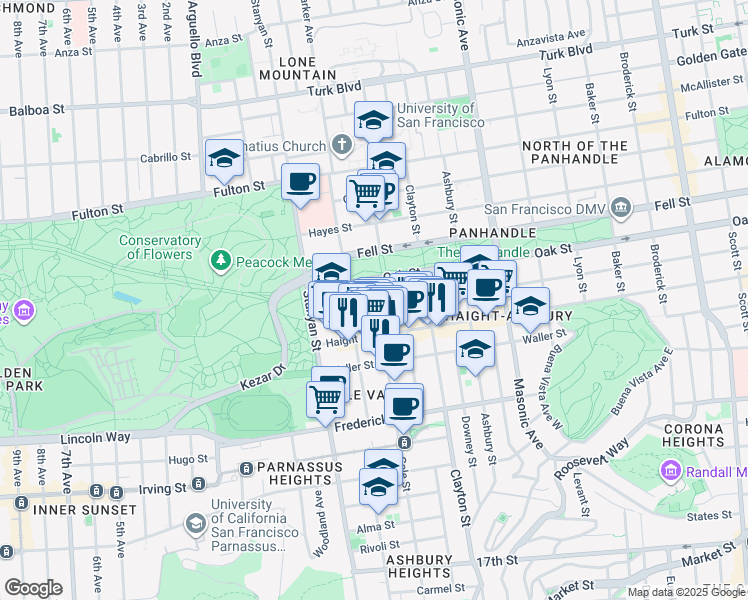 map of restaurants, bars, coffee shops, grocery stores, and more near in San Francisco
