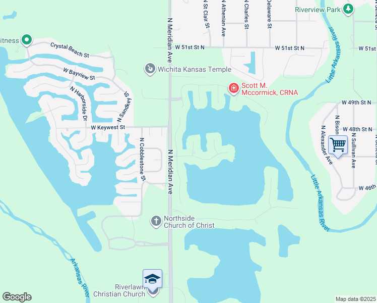 map of restaurants, bars, coffee shops, grocery stores, and more near 2338 West Timbercreek Court in Wichita