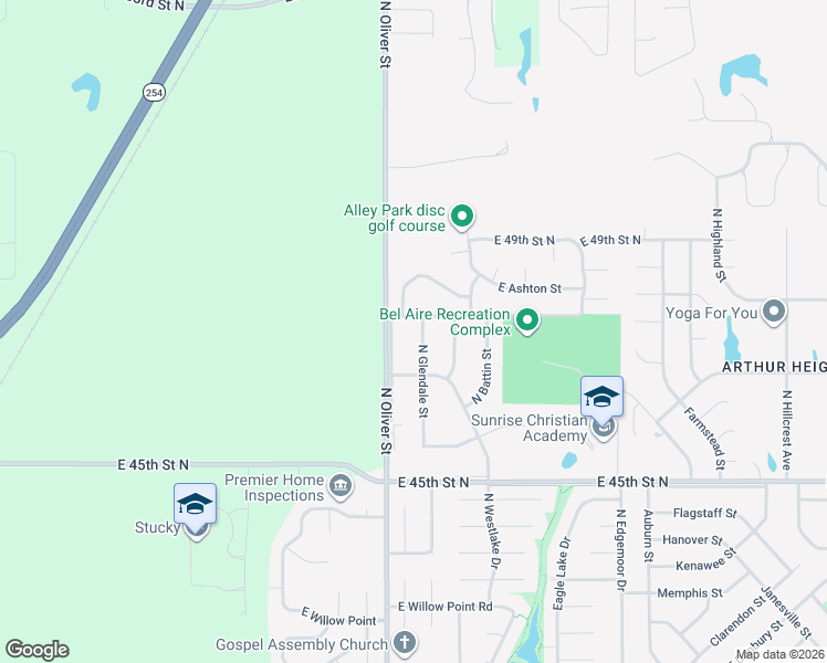 map of restaurants, bars, coffee shops, grocery stores, and more near 4856 East 48th Street North in Bel Aire