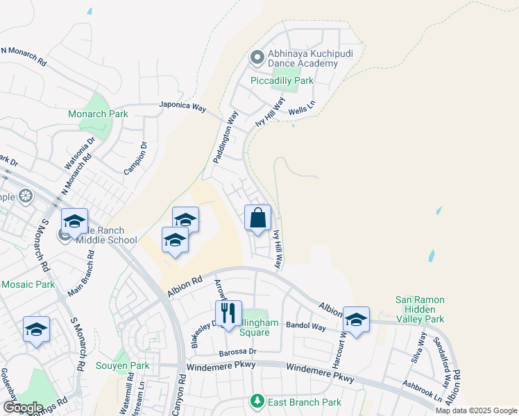 map of restaurants, bars, coffee shops, grocery stores, and more near 5300 Fioli Loop in San Ramon