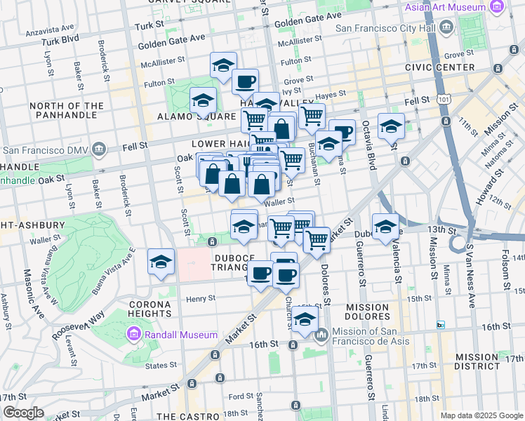 map of restaurants, bars, coffee shops, grocery stores, and more near in San Francisco