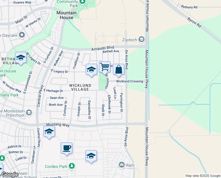 map of restaurants, bars, coffee shops, grocery stores, and more near 507 Kline Court in Tracy