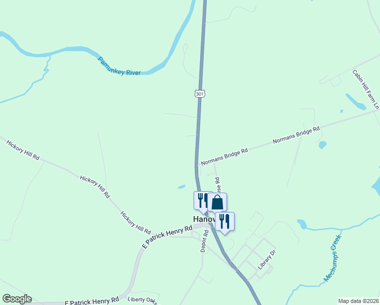 map of restaurants, bars, coffee shops, grocery stores, and more near 13349 Hanover Courthouse Rd in Hanover