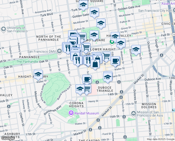 map of restaurants, bars, coffee shops, grocery stores, and more near in San Francisco