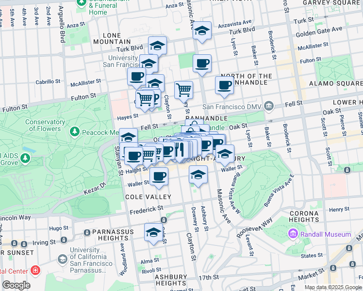 map of restaurants, bars, coffee shops, grocery stores, and more near in San Francisco