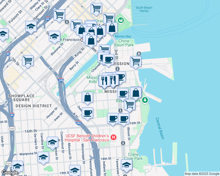 map of restaurants, bars, coffee shops, grocery stores, and more near in San Francisco