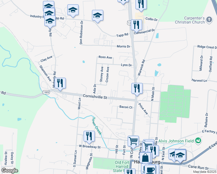map of restaurants, bars, coffee shops, grocery stores, and more near 565-1 Crozer Avenue in Harrodsburg