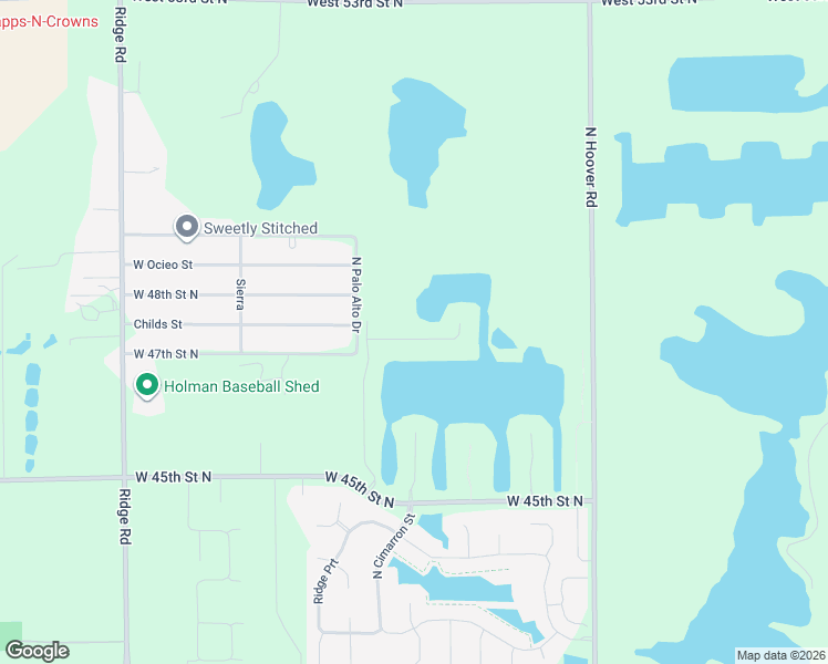 map of restaurants, bars, coffee shops, grocery stores, and more near 4801-4899 Palo Alto Street in Wichita