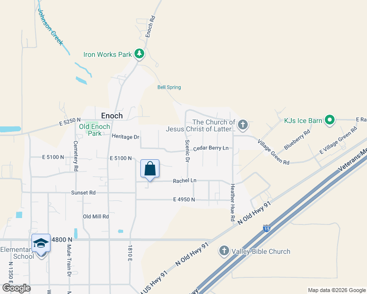 map of restaurants, bars, coffee shops, grocery stores, and more near 2016 East Aspen Circle in Cedar City