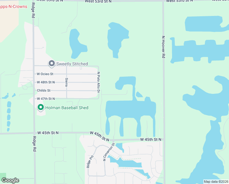 map of restaurants, bars, coffee shops, grocery stores, and more near 4801-4899 Palo Alto Street in Wichita