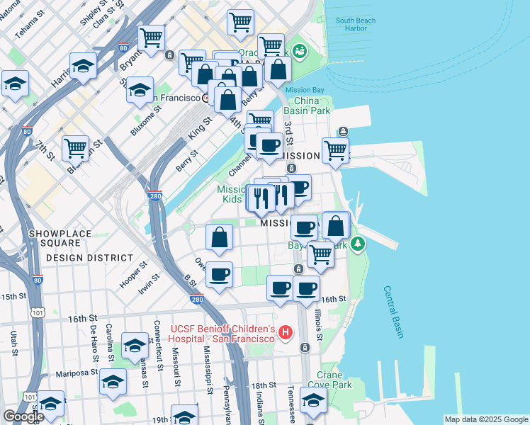 map of restaurants, bars, coffee shops, grocery stores, and more near in San Francisco