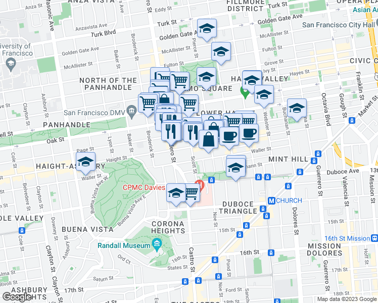 map of restaurants, bars, coffee shops, grocery stores, and more near in San Francisco