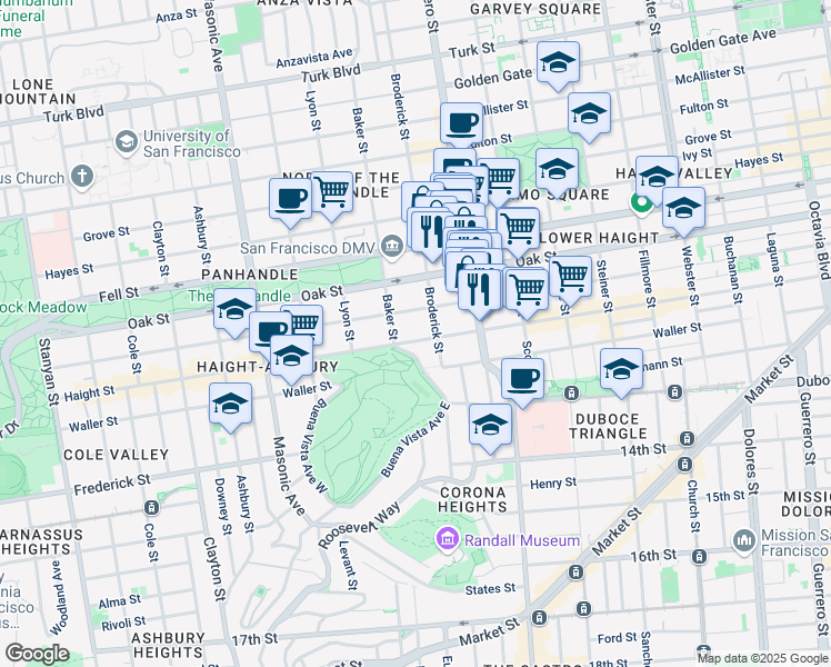 map of restaurants, bars, coffee shops, grocery stores, and more near in San Francisco