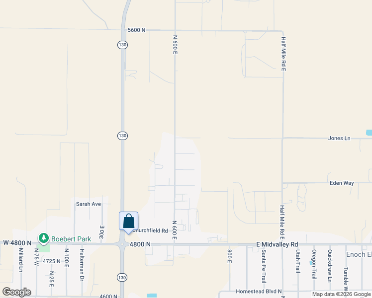 map of restaurants, bars, coffee shops, grocery stores, and more near 614 5200 North in Enoch