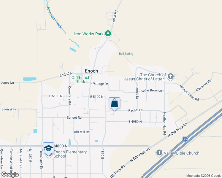 map of restaurants, bars, coffee shops, grocery stores, and more near 1834 Heritage Drive in Enoch