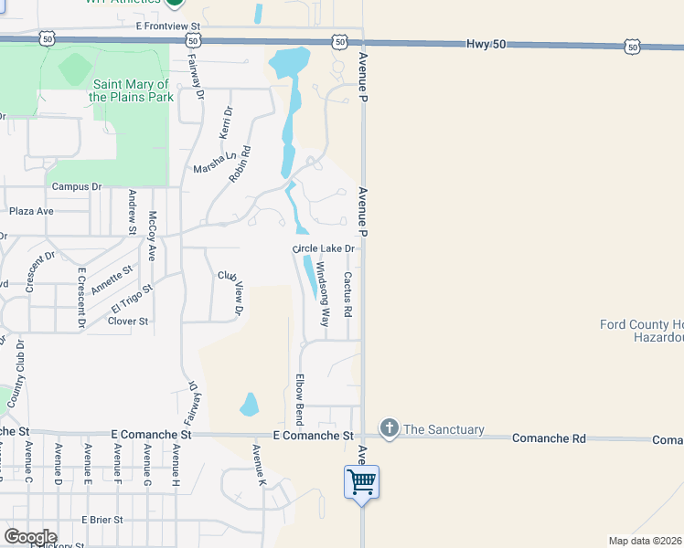 map of restaurants, bars, coffee shops, grocery stores, and more near 2003 Cactus Rd in Dodge City