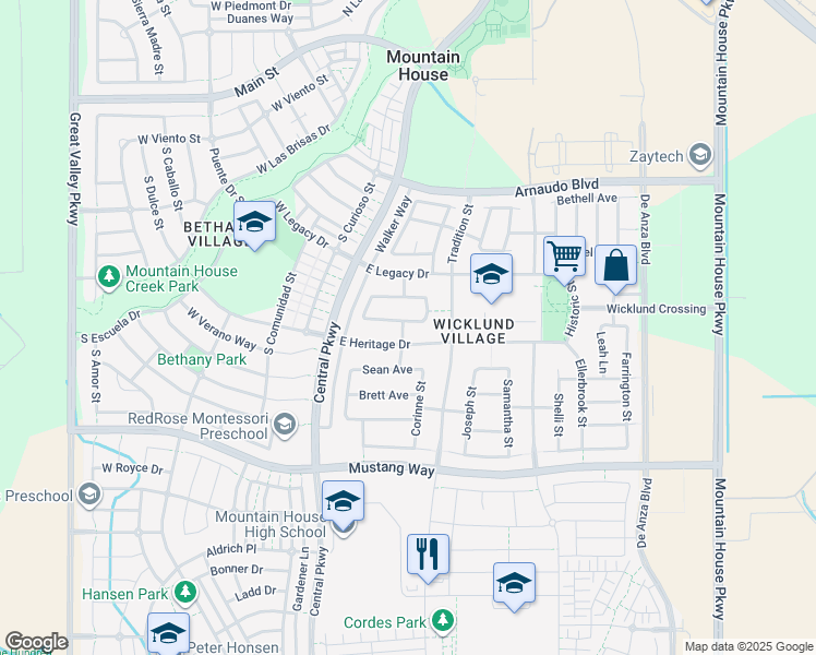 map of restaurants, bars, coffee shops, grocery stores, and more near 113 Alexandria Drive in Tracy