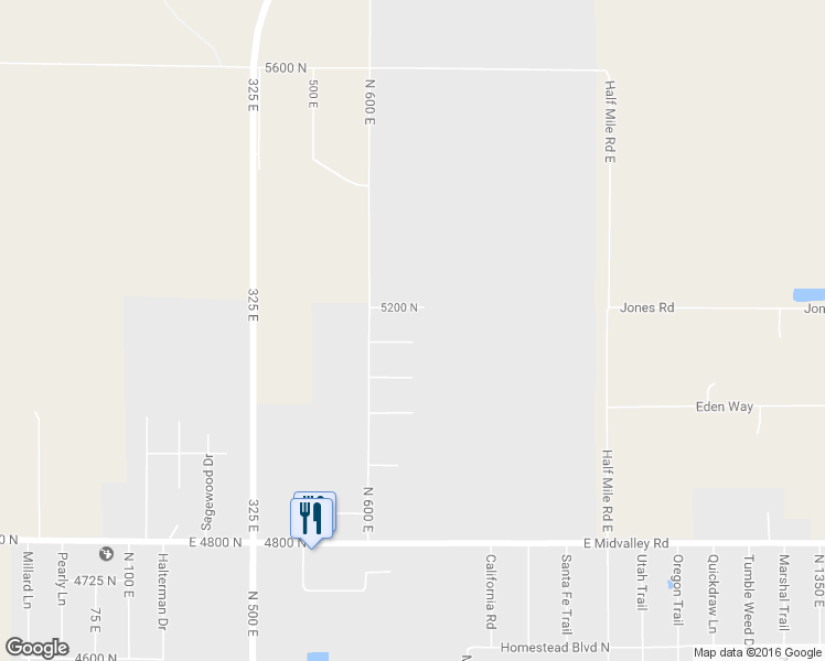 map of restaurants, bars, coffee shops, grocery stores, and more near 675 East 5140 North in Enoch