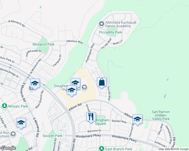 map of restaurants, bars, coffee shops, grocery stores, and more near 5013 Fioli Loop in San Ramon