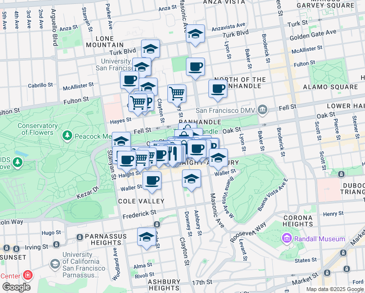 map of restaurants, bars, coffee shops, grocery stores, and more near in San Francisco