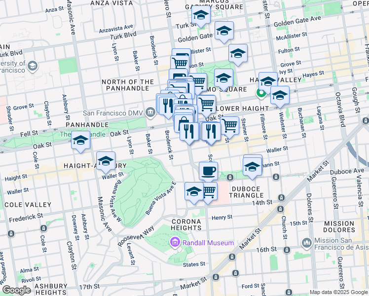 map of restaurants, bars, coffee shops, grocery stores, and more near in San Francisco