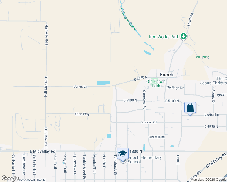 map of restaurants, bars, coffee shops, grocery stores, and more near 5203 Tomahawk Drive in Enoch