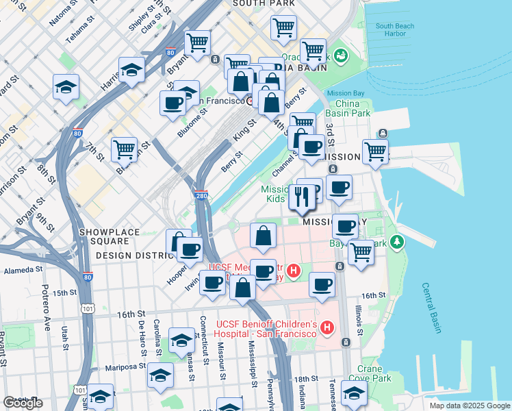 map of restaurants, bars, coffee shops, grocery stores, and more near in San Francisco