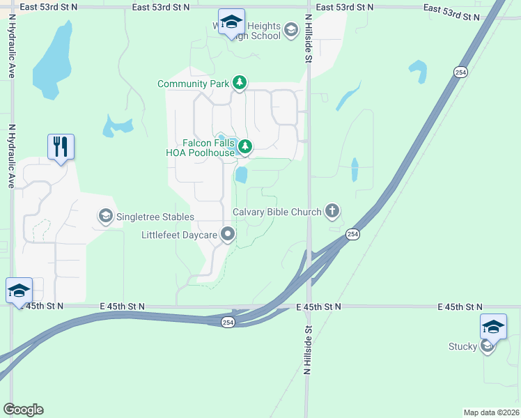 map of restaurants, bars, coffee shops, grocery stores, and more near 4806 N Marblefalls St in Wichita