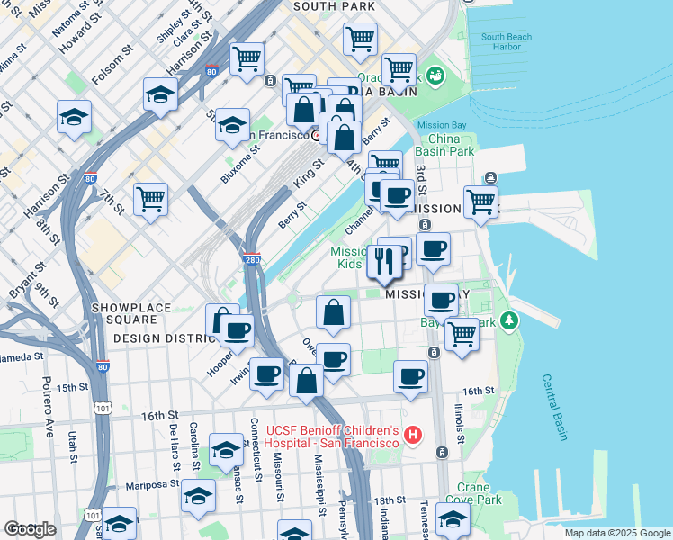 map of restaurants, bars, coffee shops, grocery stores, and more near in San Francisco