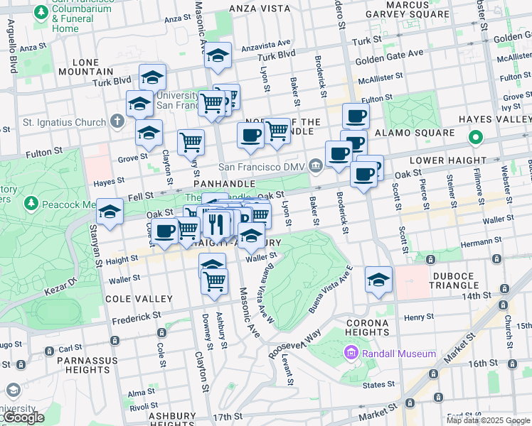 map of restaurants, bars, coffee shops, grocery stores, and more near in San Francisco