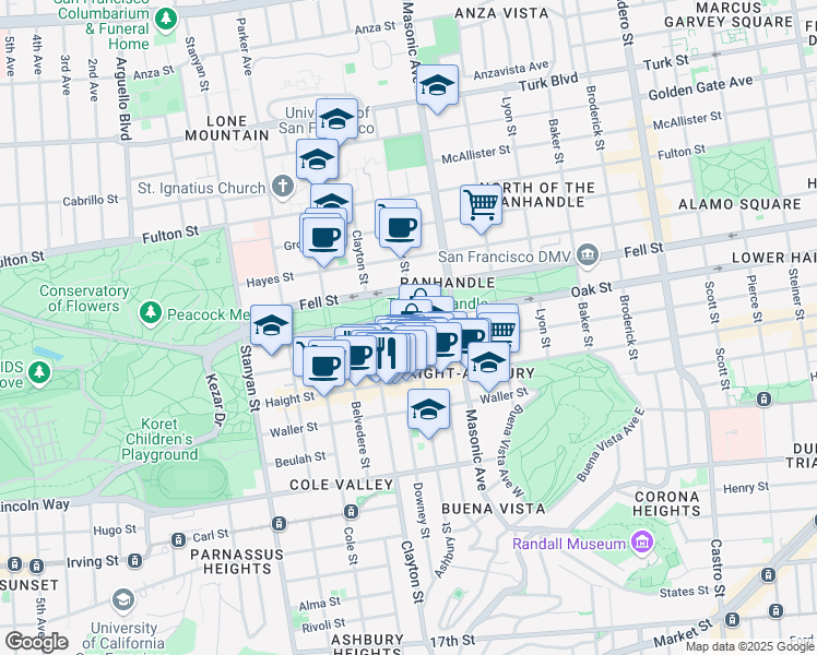 map of restaurants, bars, coffee shops, grocery stores, and more near in San Francisco
