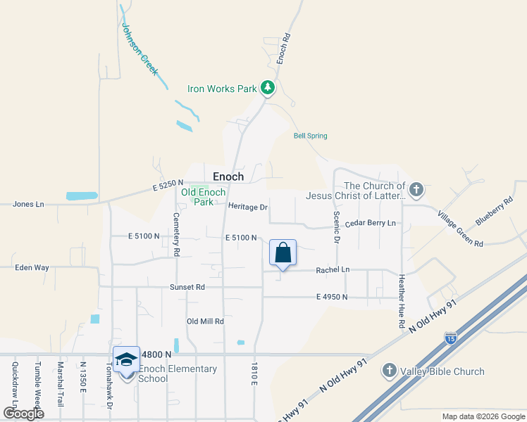 map of restaurants, bars, coffee shops, grocery stores, and more near 1834 Heritage Drive in Enoch