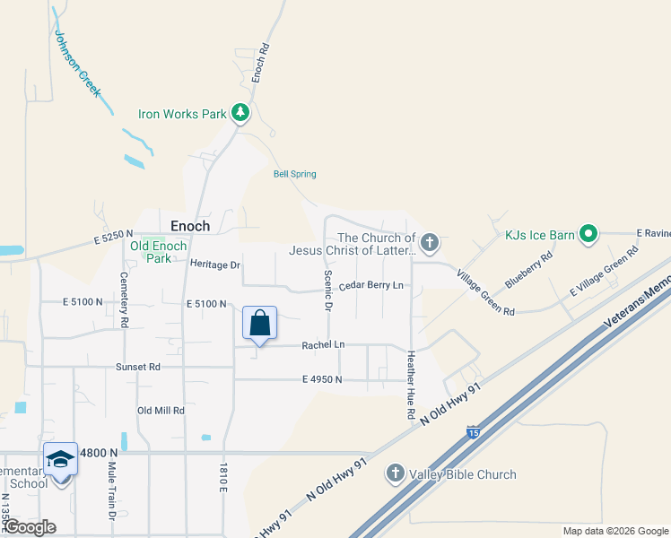 map of restaurants, bars, coffee shops, grocery stores, and more near 2016 East Aspen Circle in Cedar City