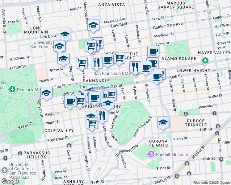 map of restaurants, bars, coffee shops, grocery stores, and more near in San Francisco