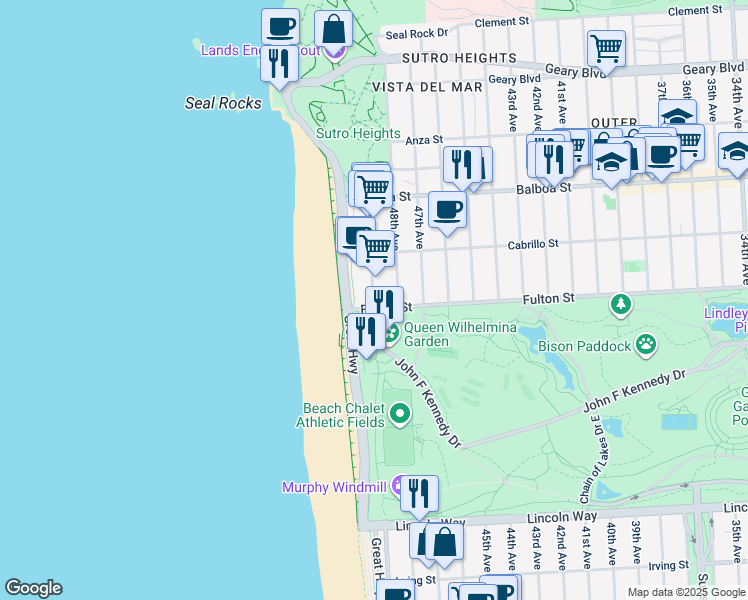 map of restaurants, bars, coffee shops, grocery stores, and more near in San Francisco