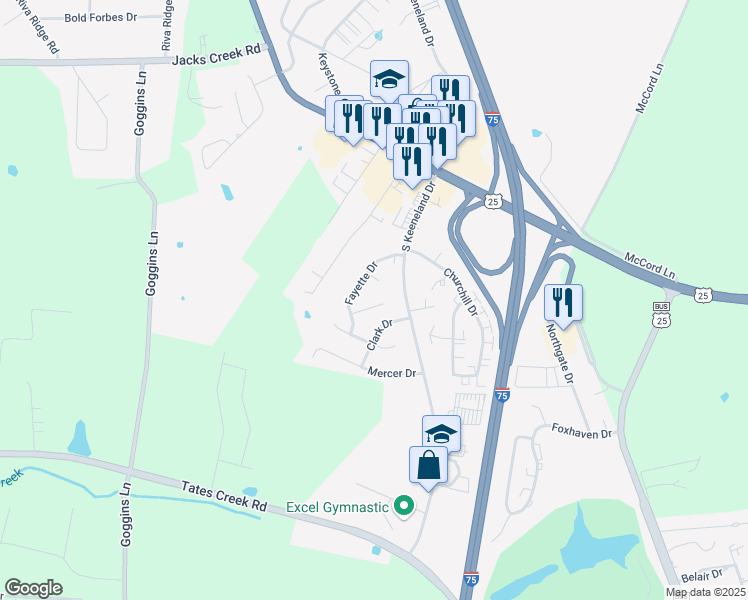 map of restaurants, bars, coffee shops, grocery stores, and more near 104 Anderson Court in Richmond