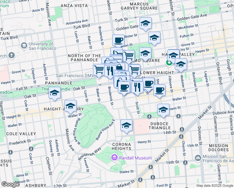 map of restaurants, bars, coffee shops, grocery stores, and more near in San Francisco