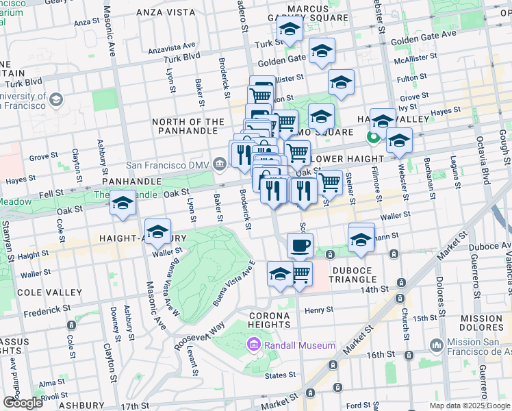 map of restaurants, bars, coffee shops, grocery stores, and more near in San Francisco