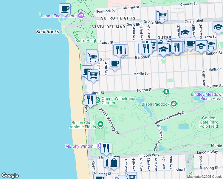 map of restaurants, bars, coffee shops, grocery stores, and more near in San Francisco